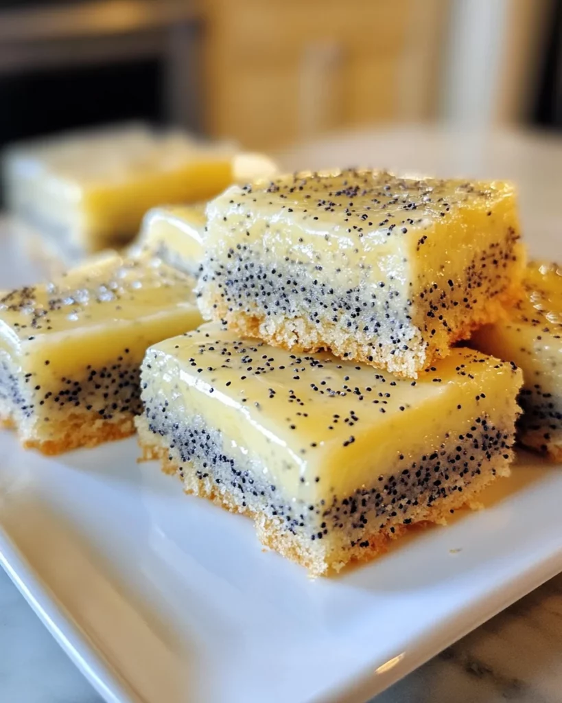 baked Glazed Lemon Poppy Seed Bars