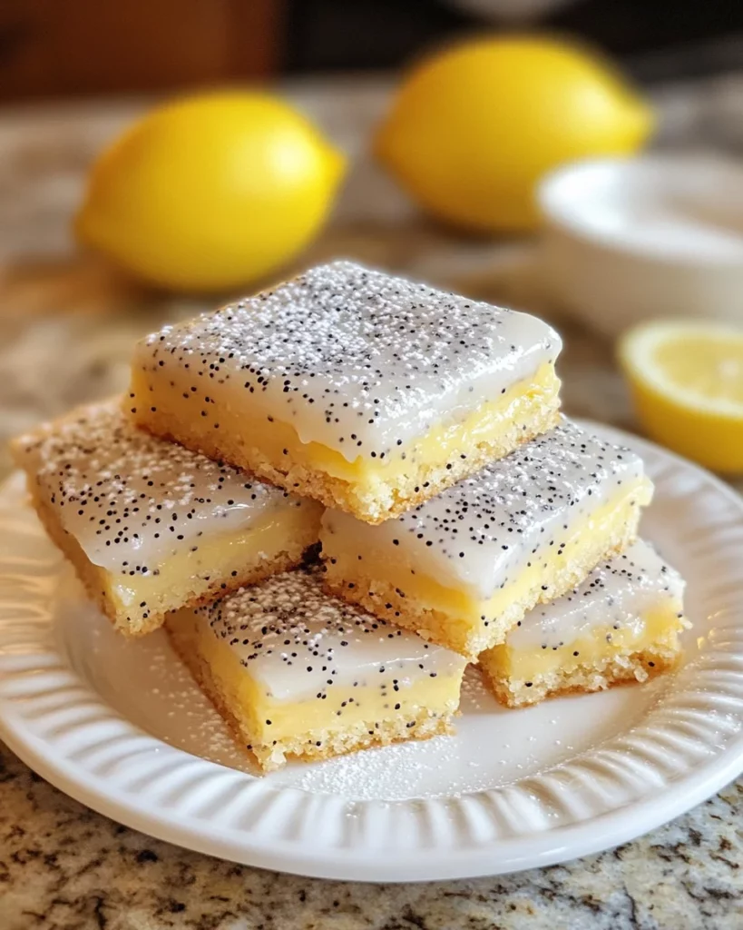 baked Glazed Lemon Poppy Seed Bars
