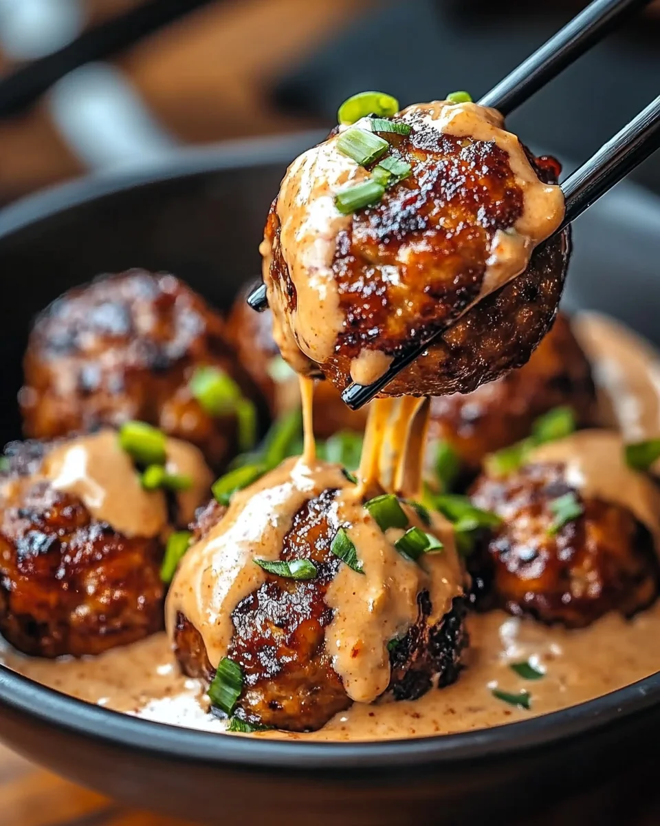 Korean BBQ Meatballs with Spicy Mayo Dip