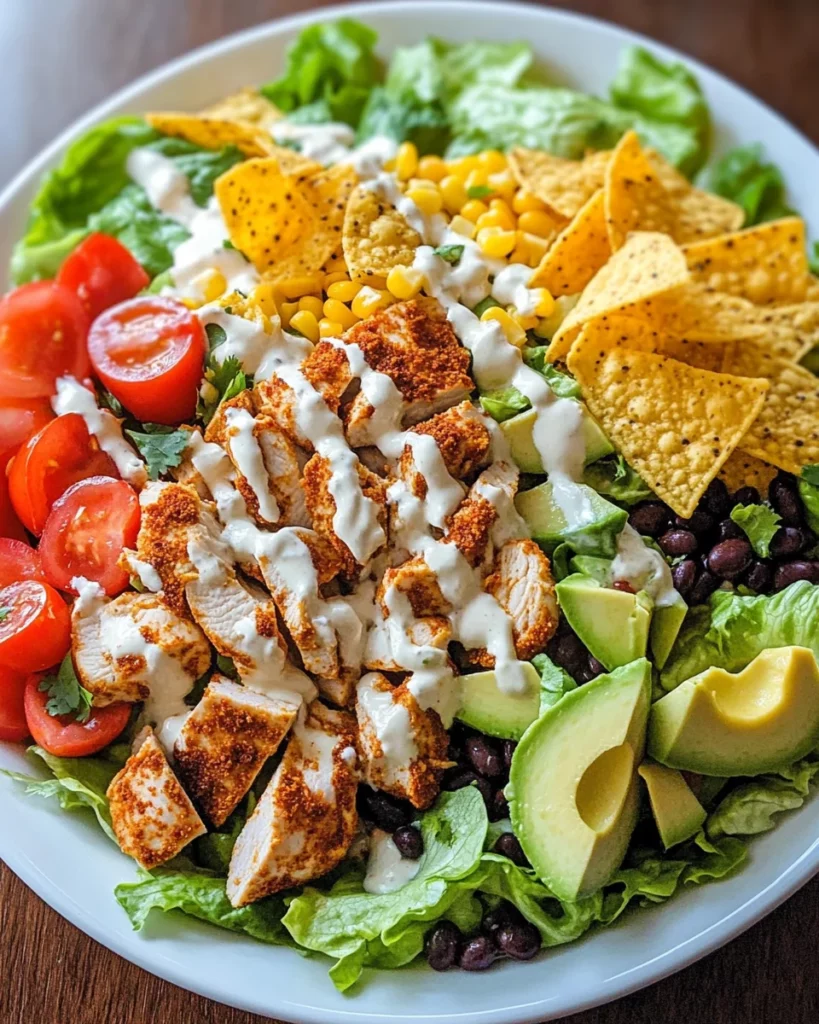 Loaded Chicken Taco Salad with Creamy Lime-Cilantro Dressing