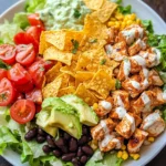 Loaded Chicken Taco Salad with Creamy Lime-Cilantro Dressing