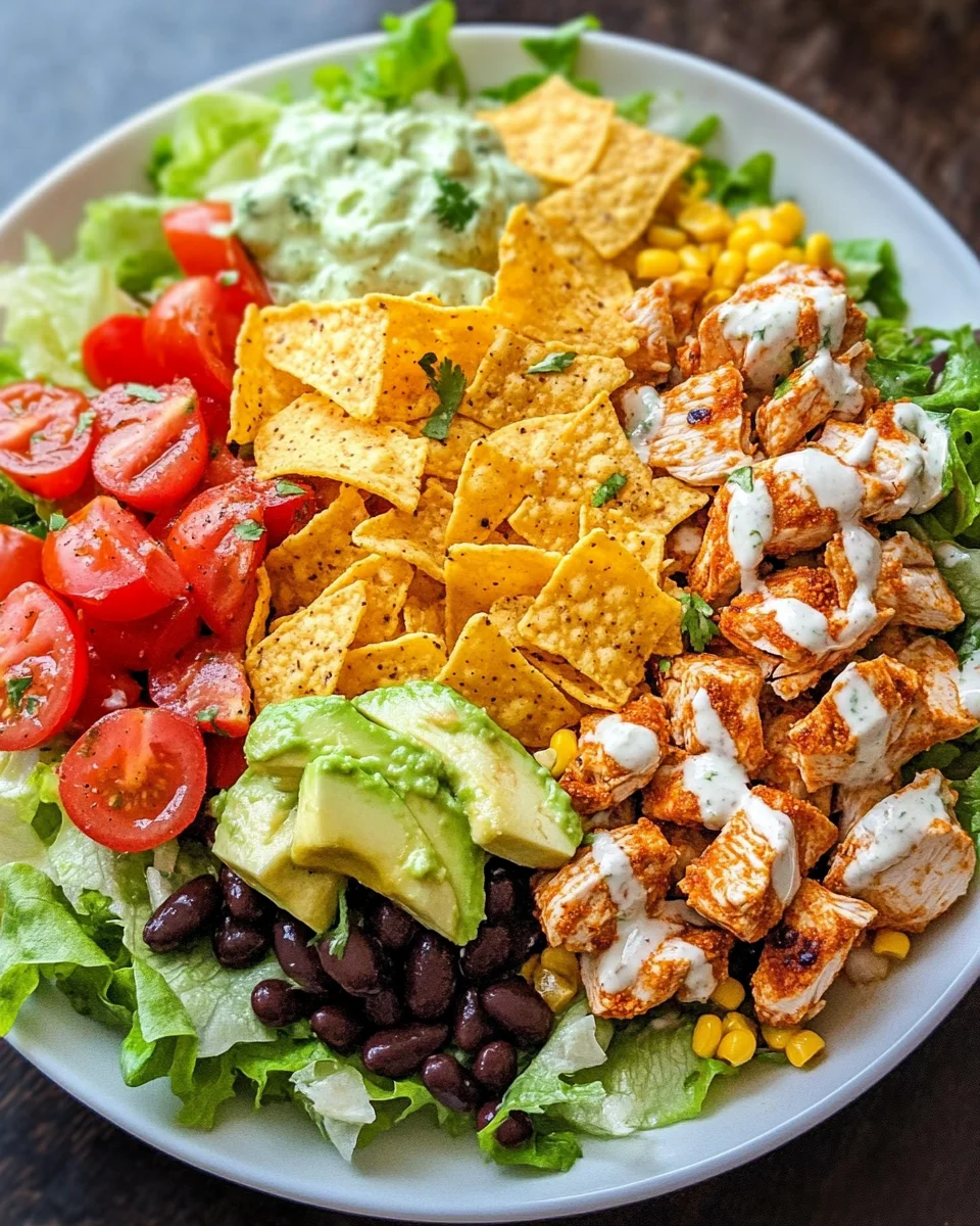 Loaded Chicken Taco Salad with Creamy Lime-Cilantro Dressing