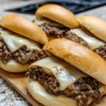 Slow Cooker Ground Beef French Dip Sandwiches