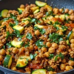 Ground Turkey Zucchini Chickpea Skillet is Delicious!
