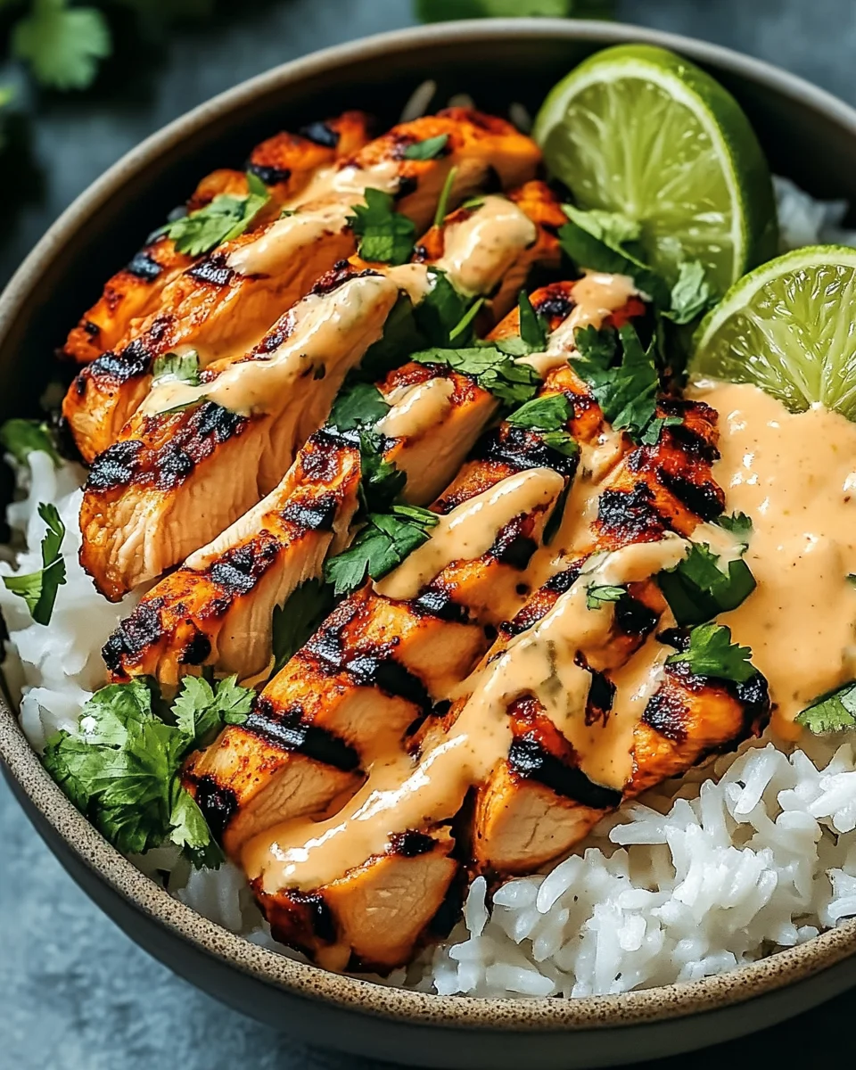 Sweet Chili Chicken Bowl with Coconut Lime Drizzle