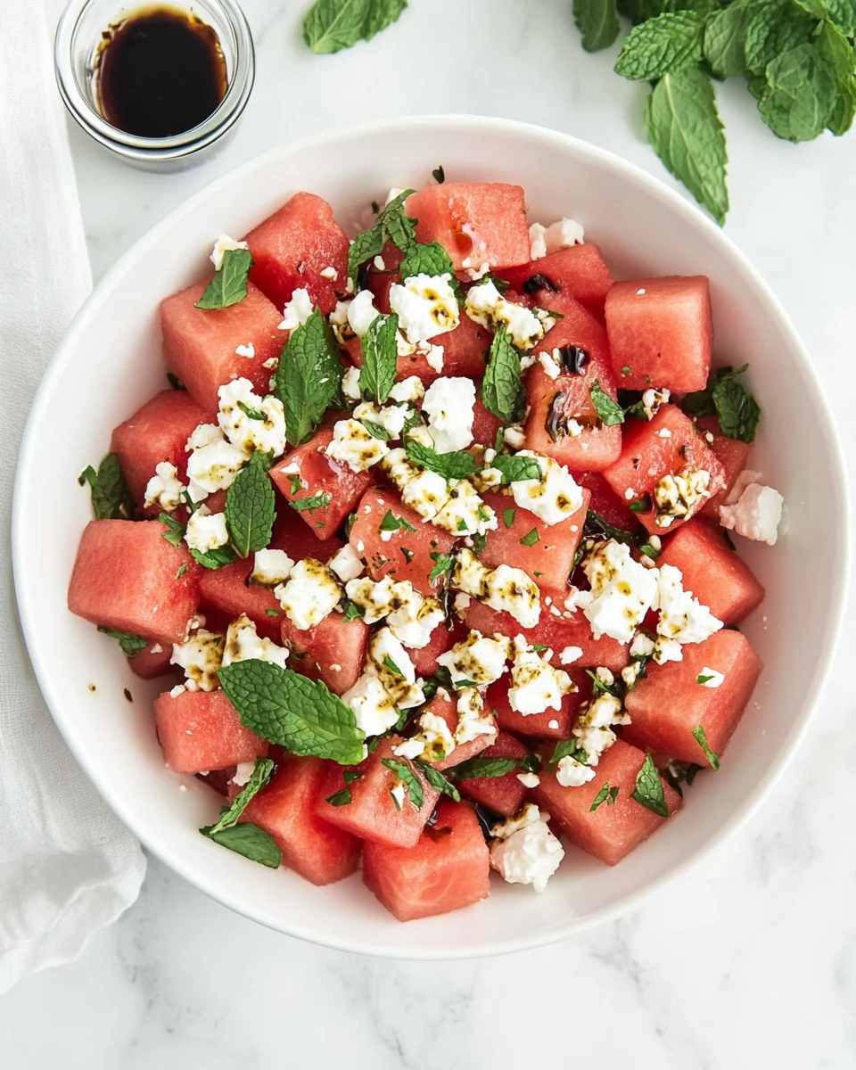 Watermelon Feta Salad with Mint and a Balsamic Glaze
