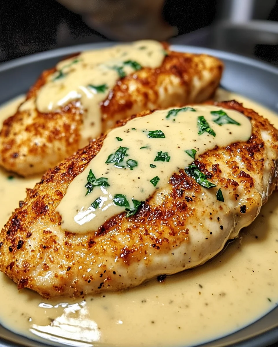 Parmesan Crusted Chicken with Creamy Garlic Sauce: Easy Delight!
