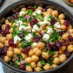 Feta and Cranberry Chickpea Salad with Lemon Vinaigrette