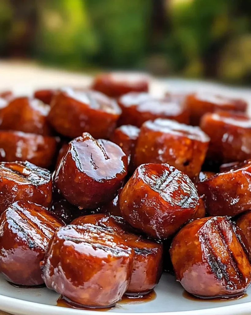 Maple BBQ Hasselback Kielbasa Bites