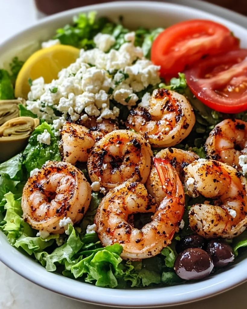 Blackened Shrimp Salad with Feta Vinaigrette