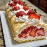 Homemade Strawberry Shortcake Cheesecake Roll