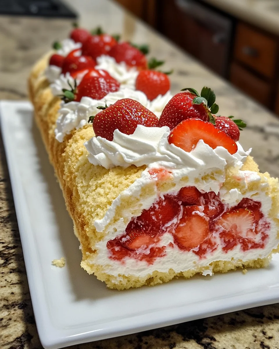 Homemade Strawberry Shortcake Cheesecake Roll