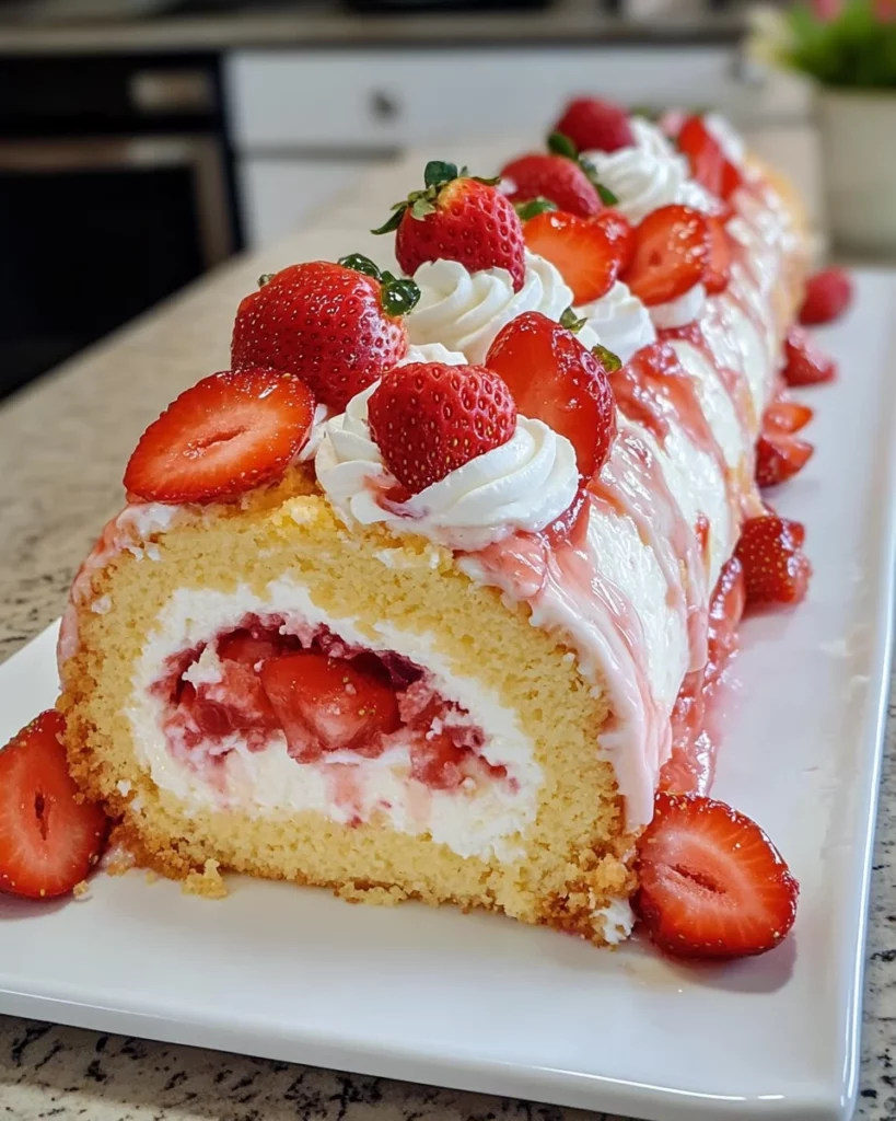 Homemade Strawberry Shortcake Cheesecake Roll