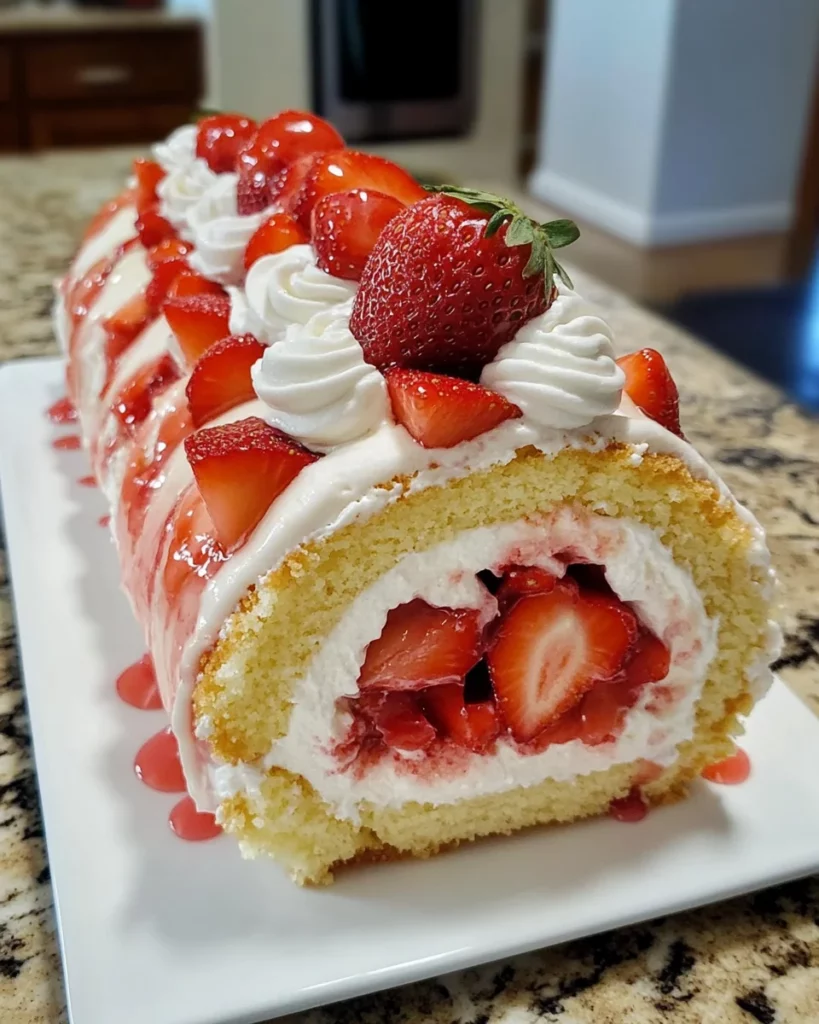 Homemade Strawberry Shortcake Cheesecake Roll