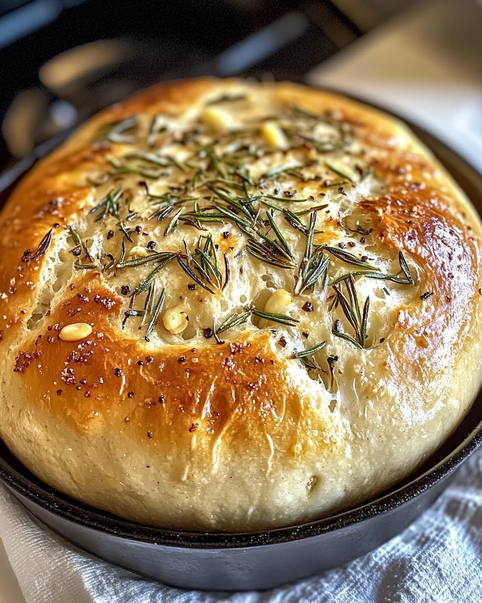 Rustic No-Knead Rosemary Garlic Bread
