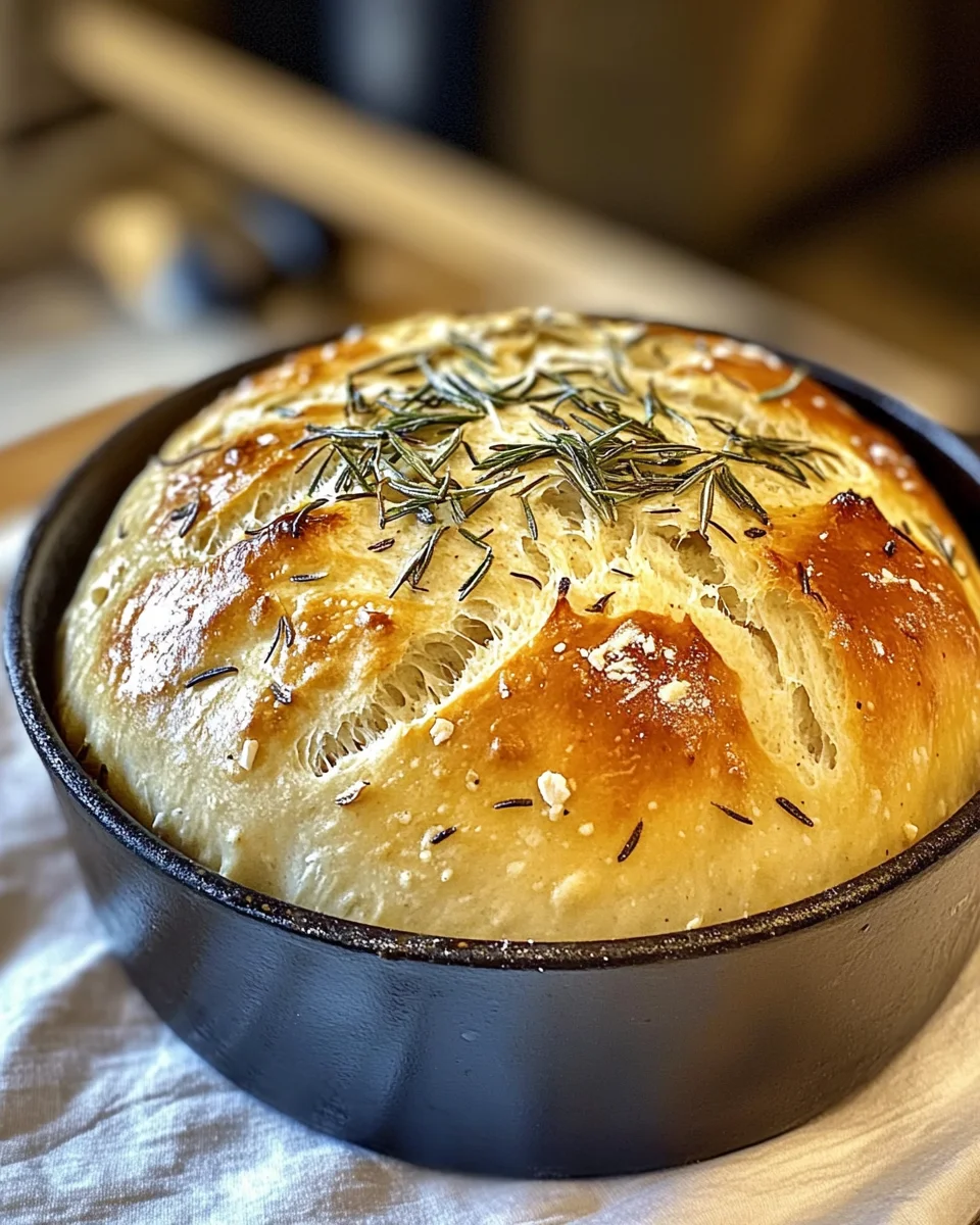 Rustic No-Knead Rosemary Garlic Bread
