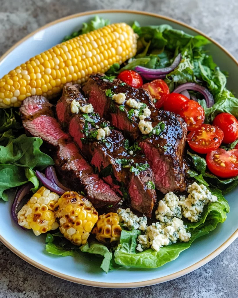 Grilled Balsamic Steak Salad with Gorgonzola & Corn
