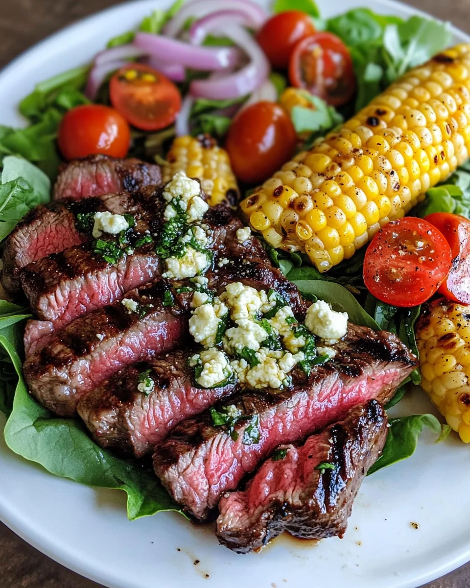Grilled Balsamic Steak Salad with Gorgonzola & Corn