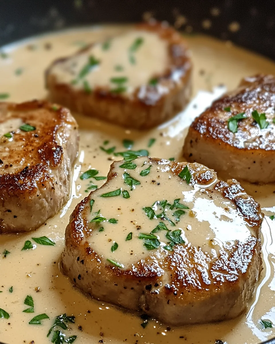 Smothered Boneless Pork Chops in Creamy Garlic Sauce delight!