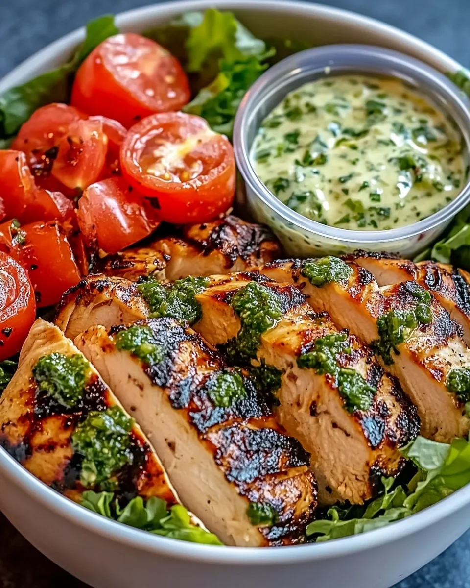 Chimichurri Grilled Chicken Bowl with Garlic Sauce