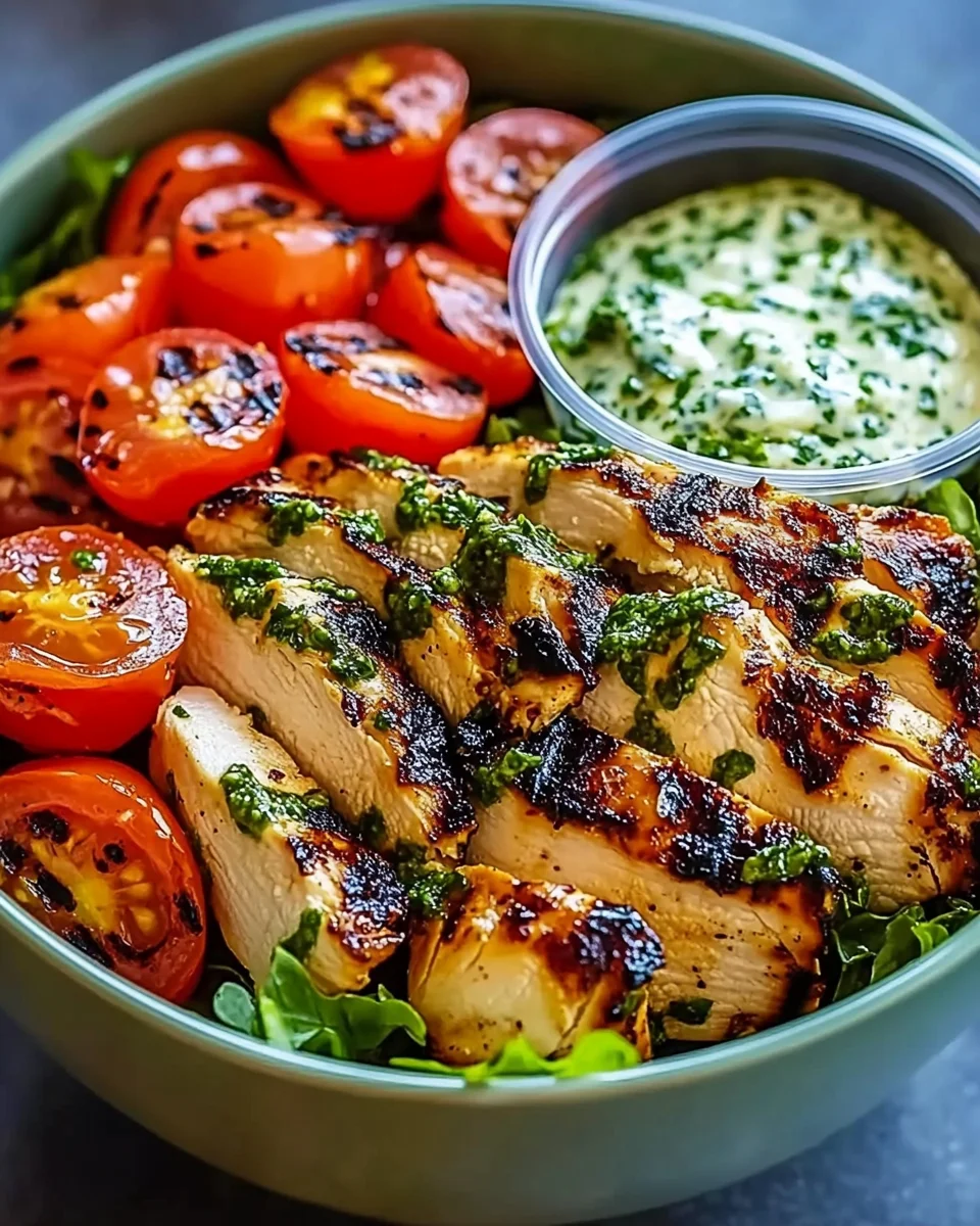 Chimichurri Grilled Chicken Bowl with Garlic Sauce