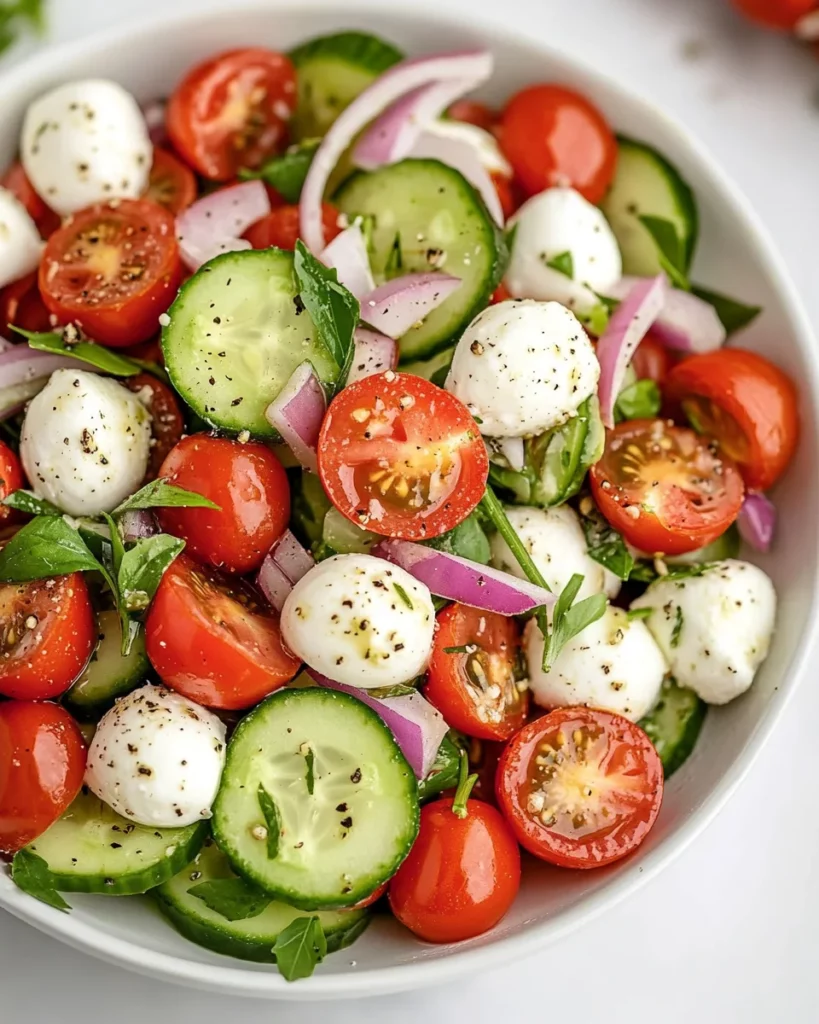 Fresh Cucumber Caprese Salad