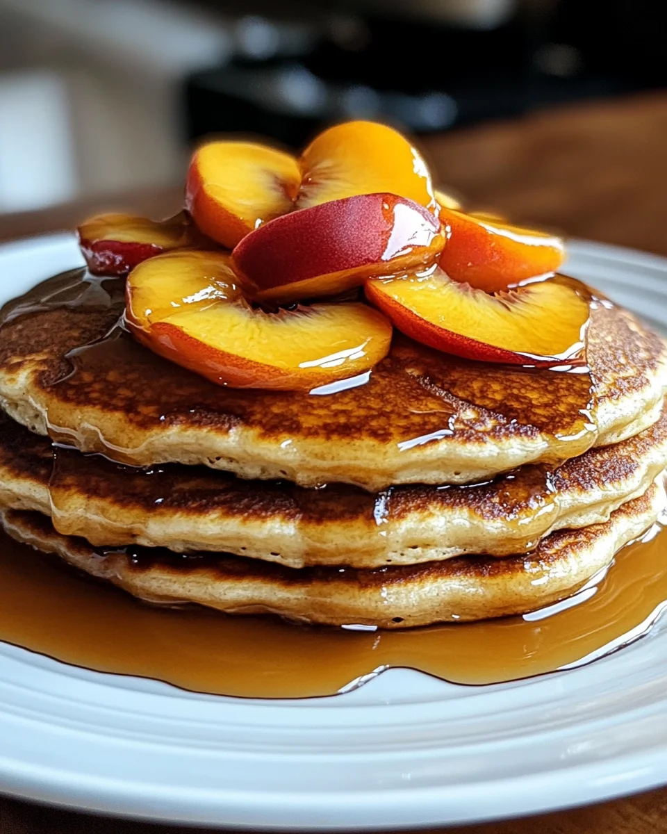 Caramel Peach Upside-Down Pancakes