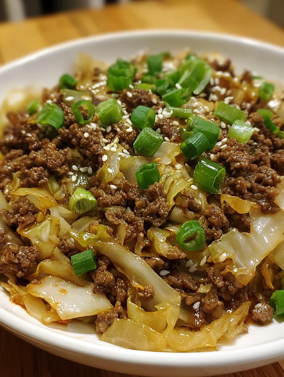 Low-Carb Mongolian Ground Beef and Cabbage