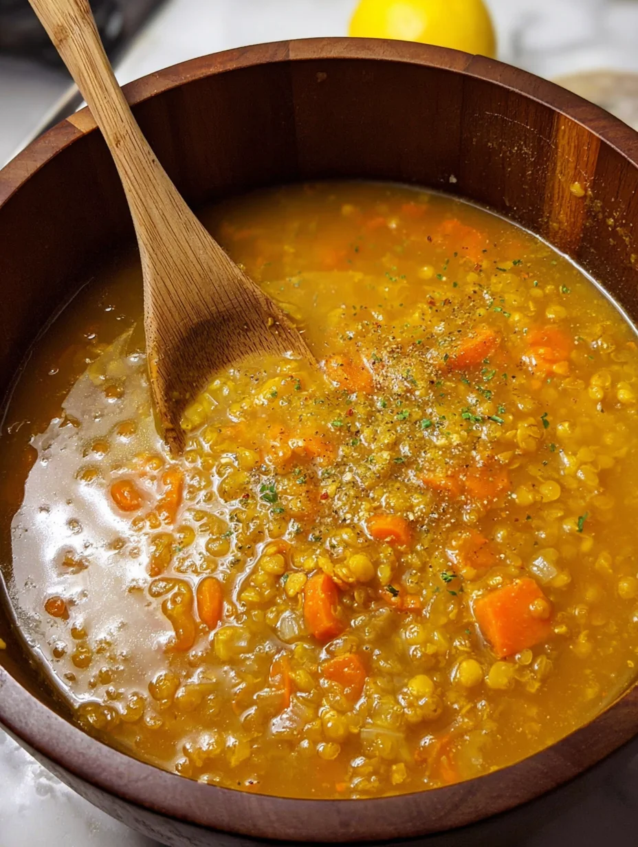 Vegan Lemon Lentil Soup with Turmeric Recipe