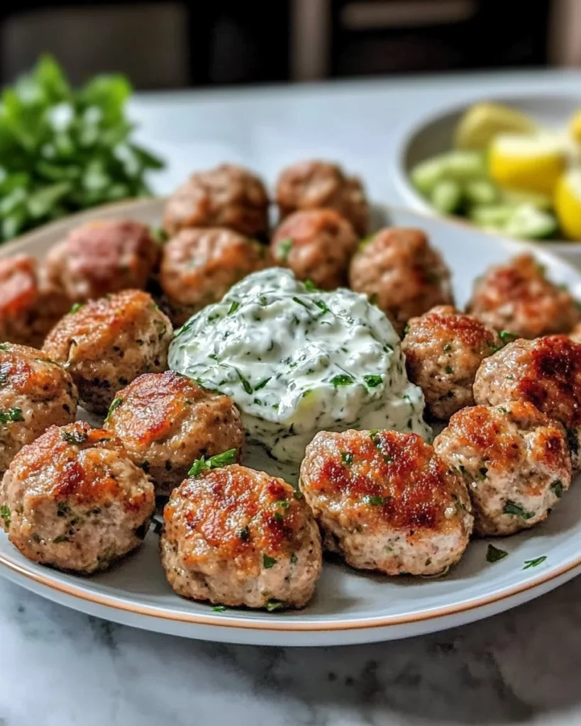 Greek Turkey Meatballs with Tzatziki