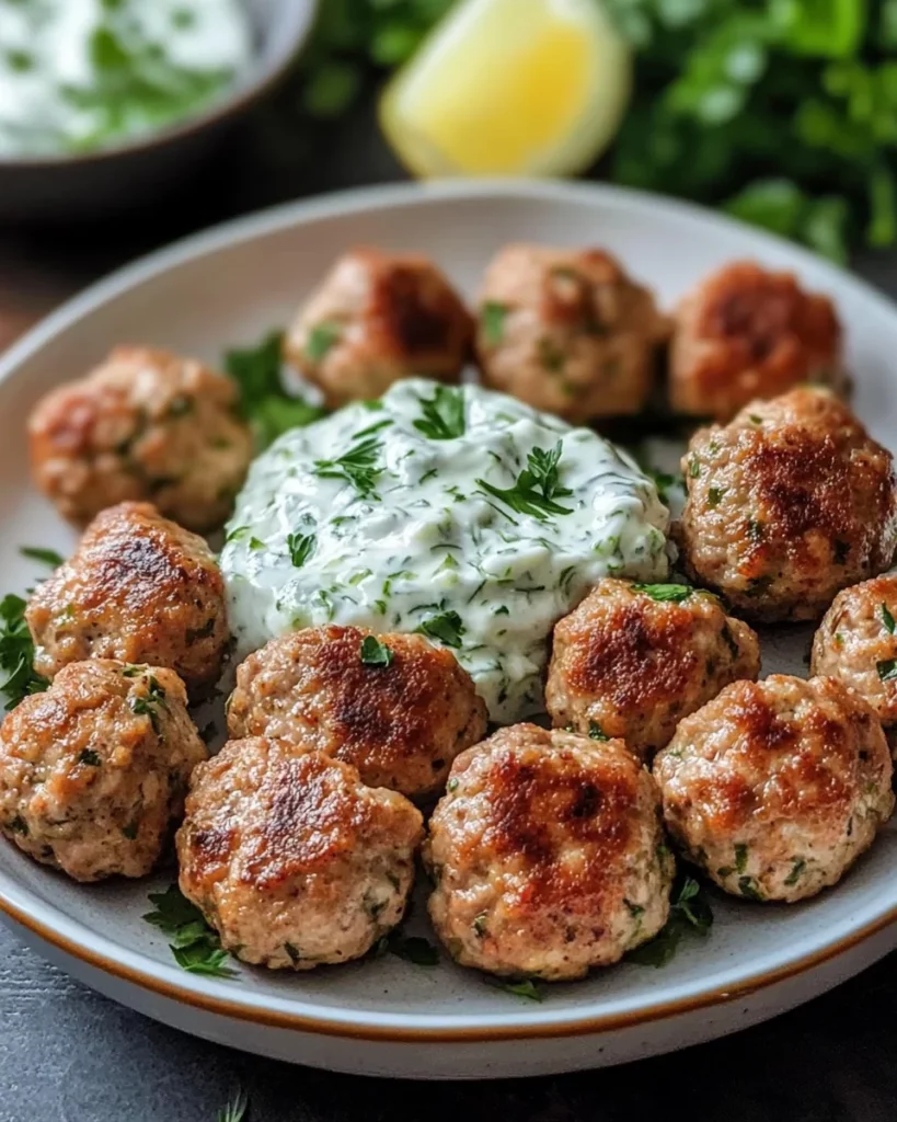 Greek Turkey Meatballs with Tzatziki