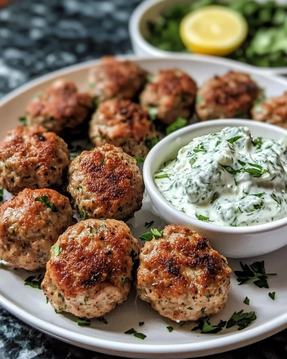 Greek Turkey Meatballs with Tzatziki