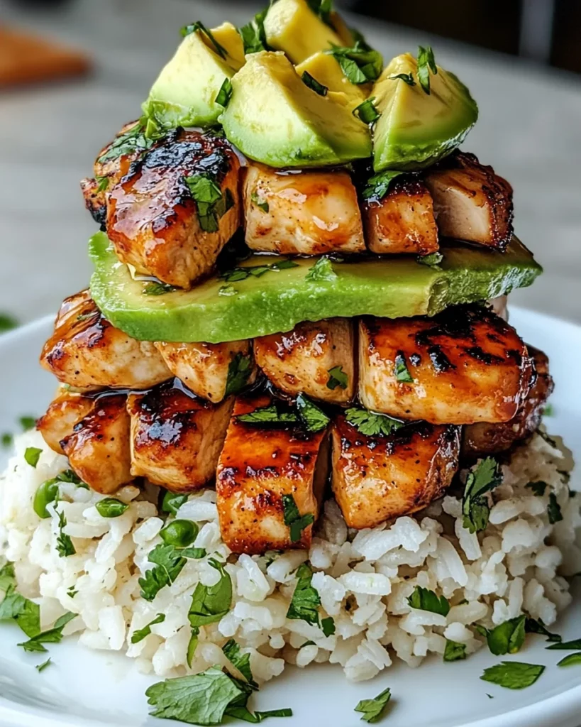 Honey Lime Chicken & Avocado Rice Stack