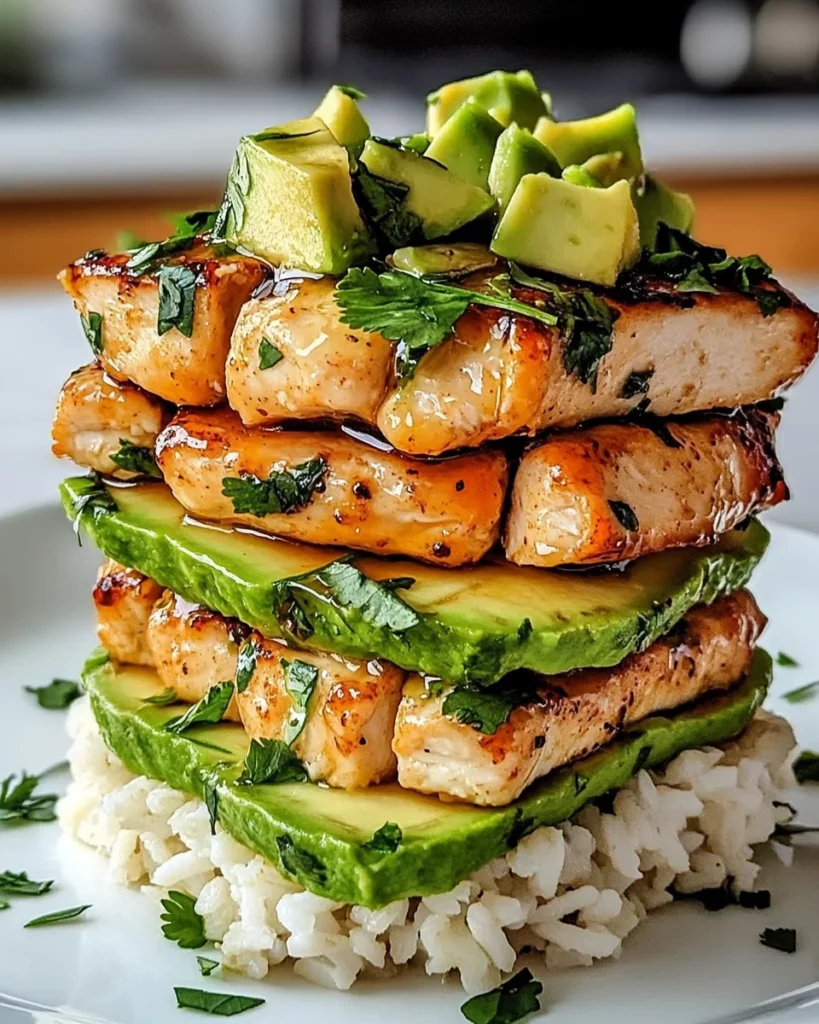 Honey Lime Chicken & Avocado Rice Stack