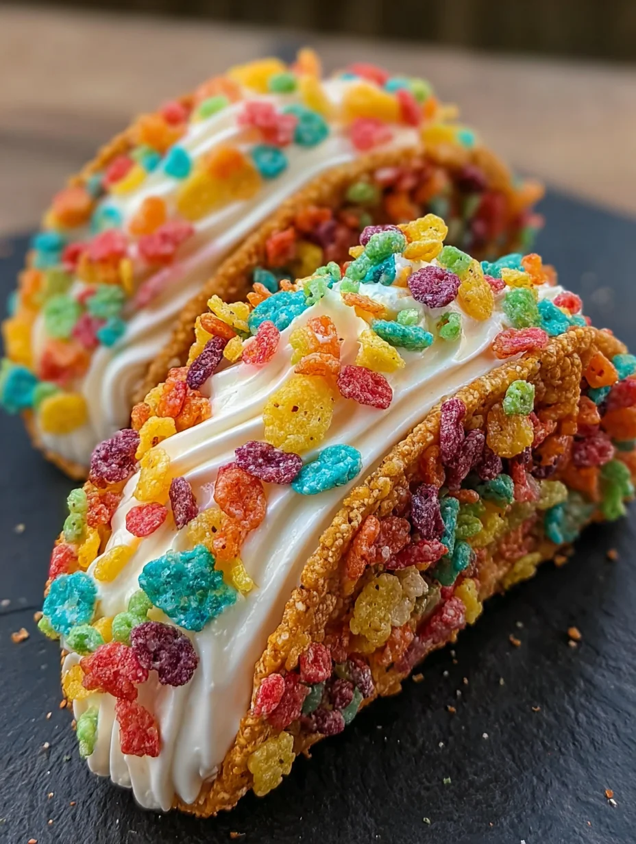 Fruity Pebbles Cheesecake Tacos