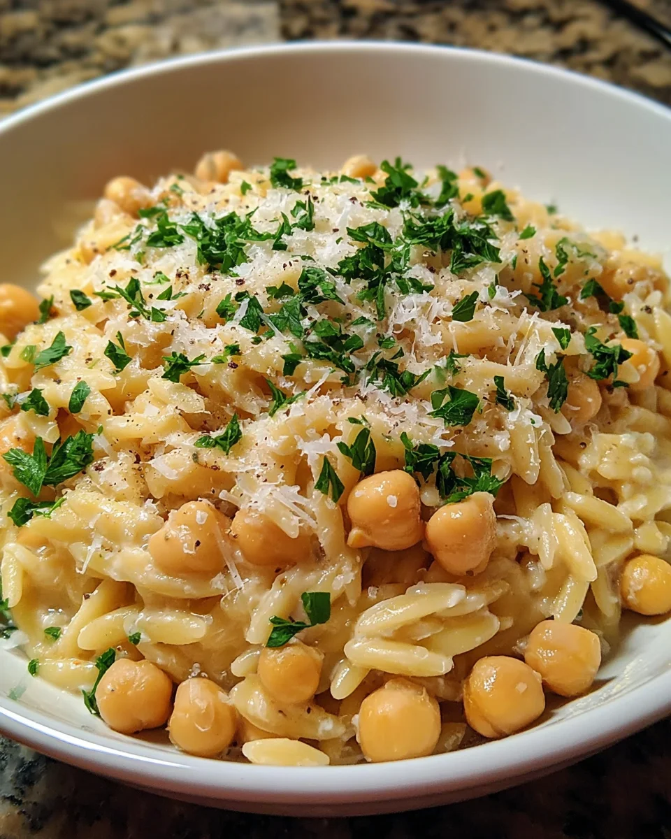 Creamy Lemon Ricotta Orzo with Chickpeas