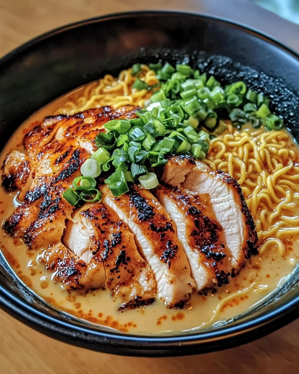 Fiery Chicken Ramen with Creamy Garlic Sauce
