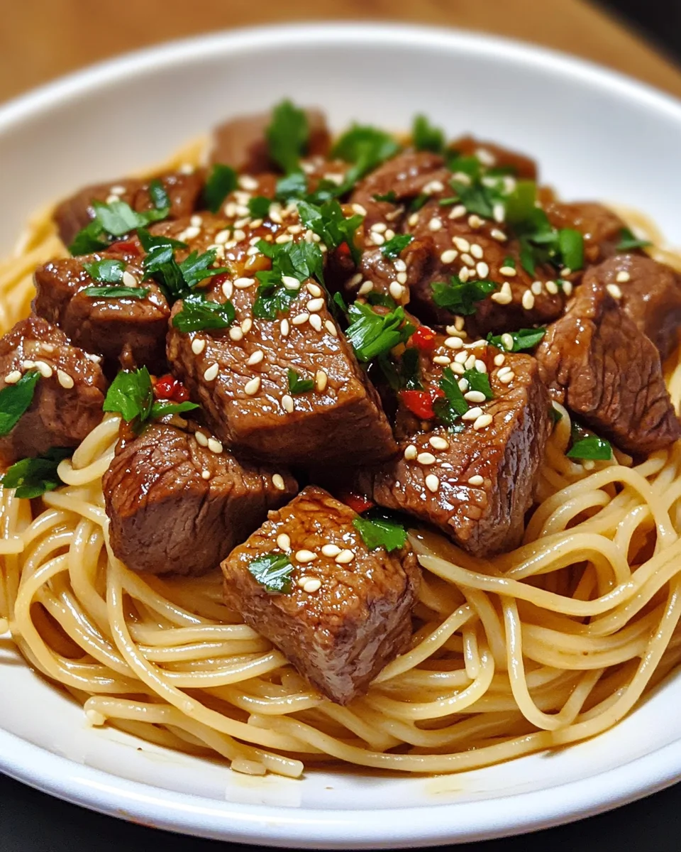Sweet and Spicy Garlic Steak Pasta