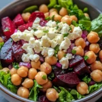 Chickpea, Beet & Feta Salad with Lemon-Garlic Vinaigrette