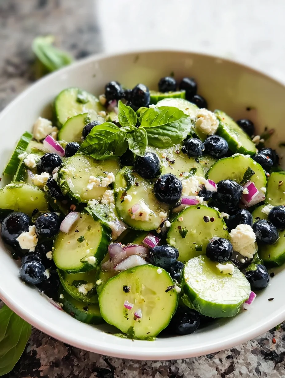 Cucumber Salad with Blueberries and Feta Cheese