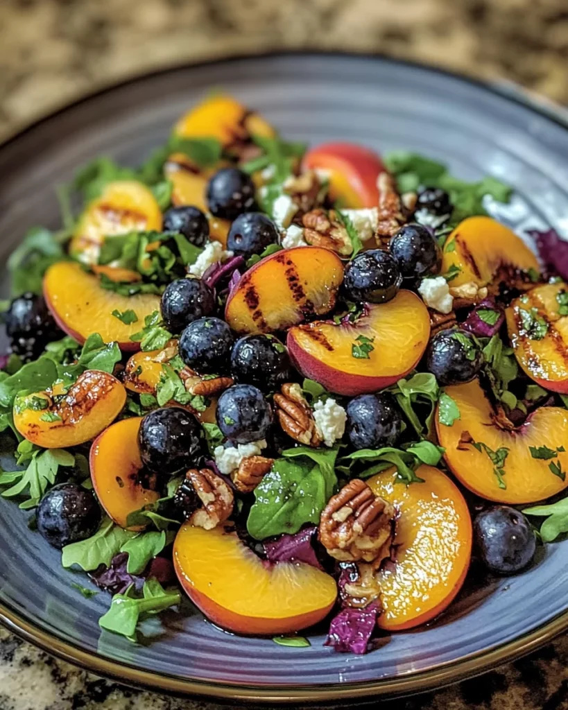 Grilled Peach Blueberry Salad