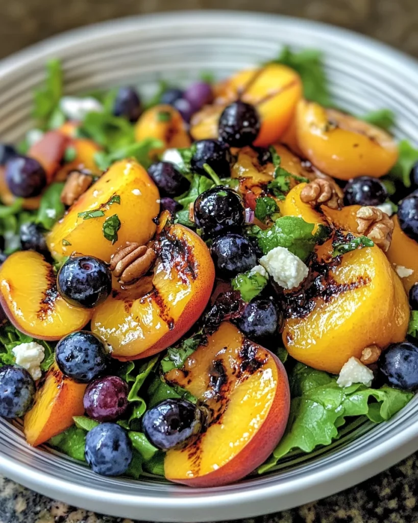 Grilled Peach Blueberry Salad