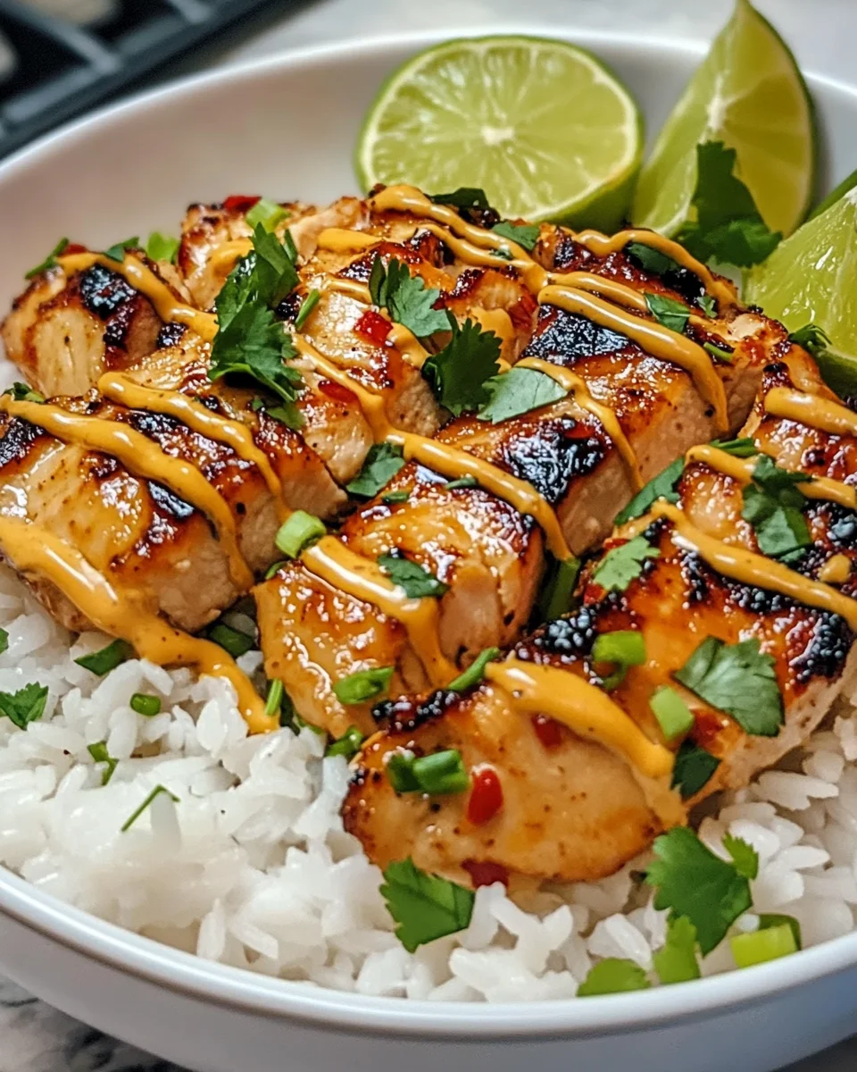 Sweet Chili Chicken Bowl with Coconut Lime Drizzle