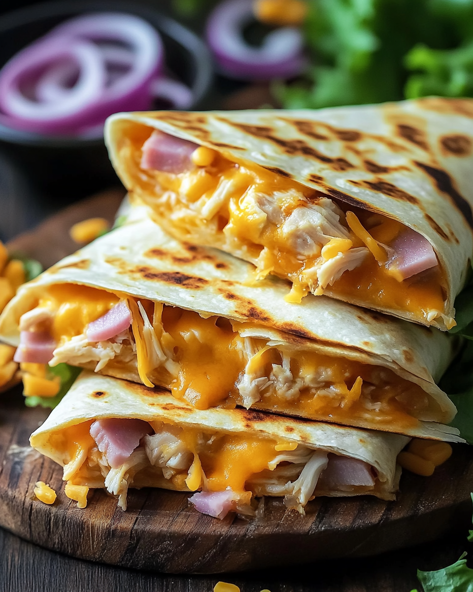 Air Fryer Hot Chicken Ham And Cheese Wraps