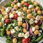 Chickpea Spinach Feta Salad with Lemon Vinaigrette