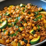 Ground Turkey Zucchini Chickpea Skillet