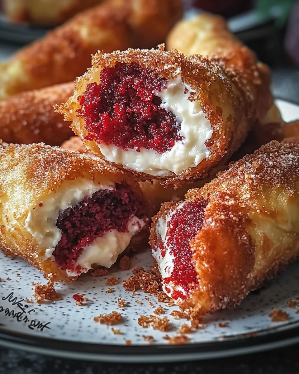 Red Velvet Cheesecake Egg Rolls