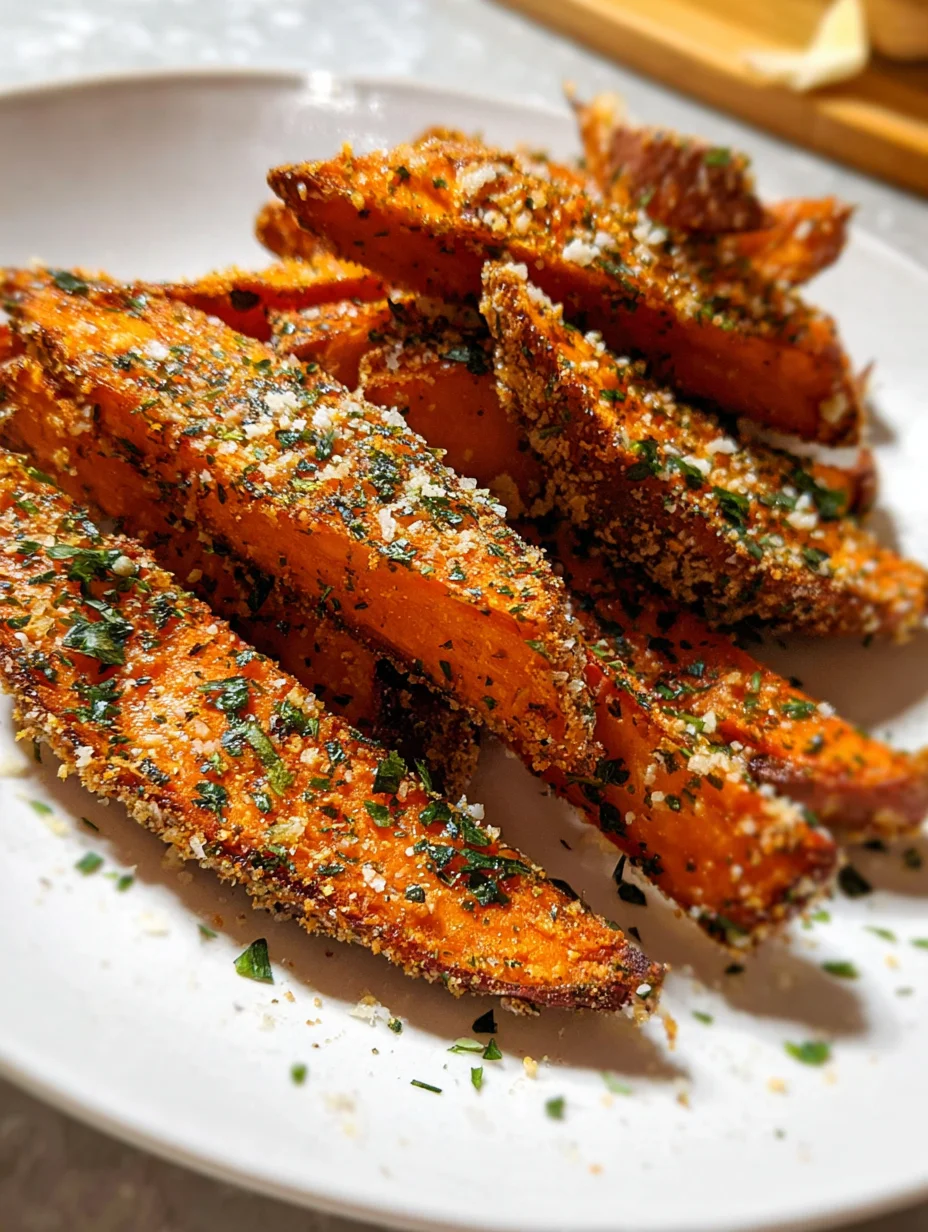 Baked Garlic Parmesan Sweet Potato Wedges