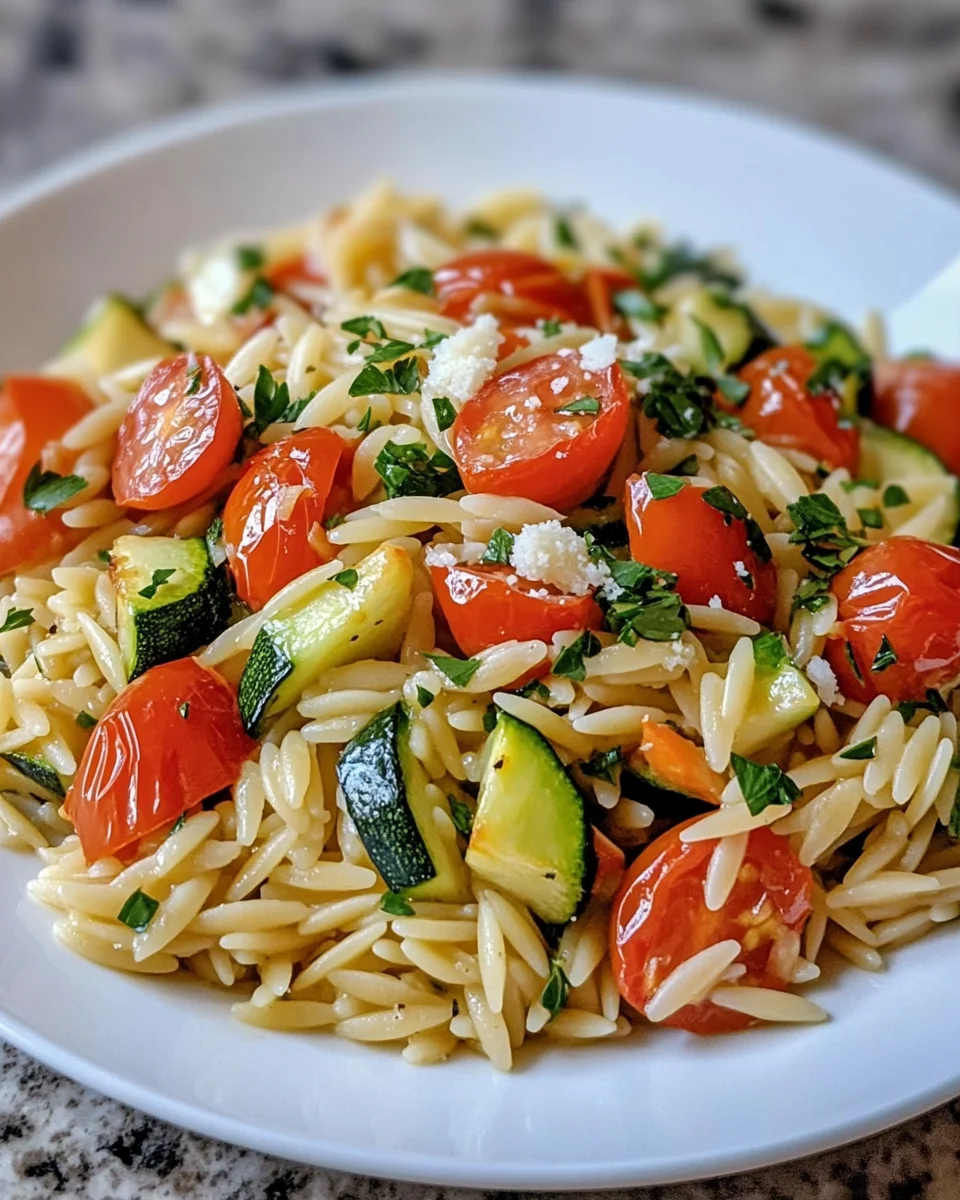 Garlic Parmesan Orzo with Roasted Vegetables
