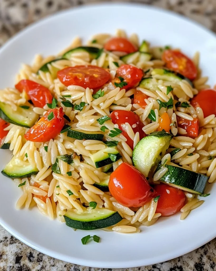 Garlic Parmesan Orzo with Roasted Vegetables